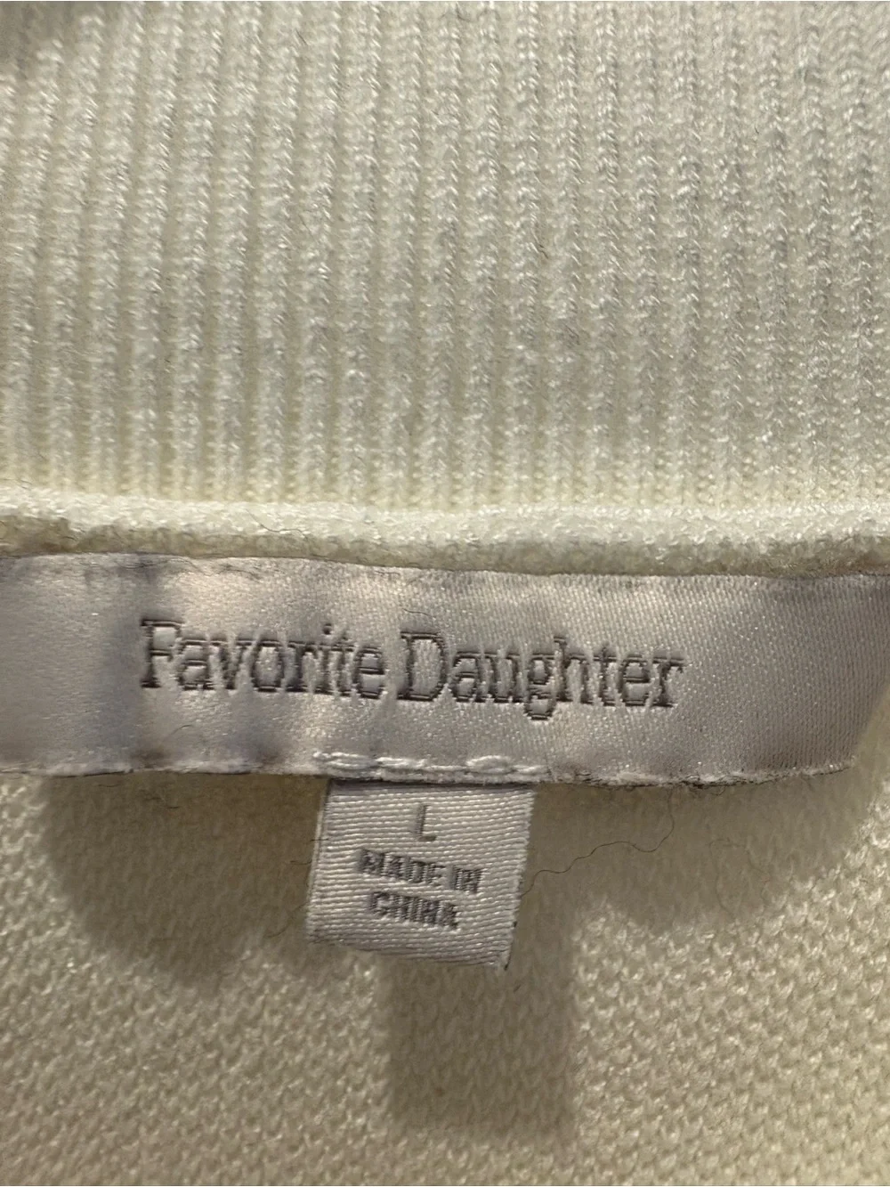Favorite Daughter The Whitney Mock Neck Sweater Ivory Cropped Knit Women’s Large